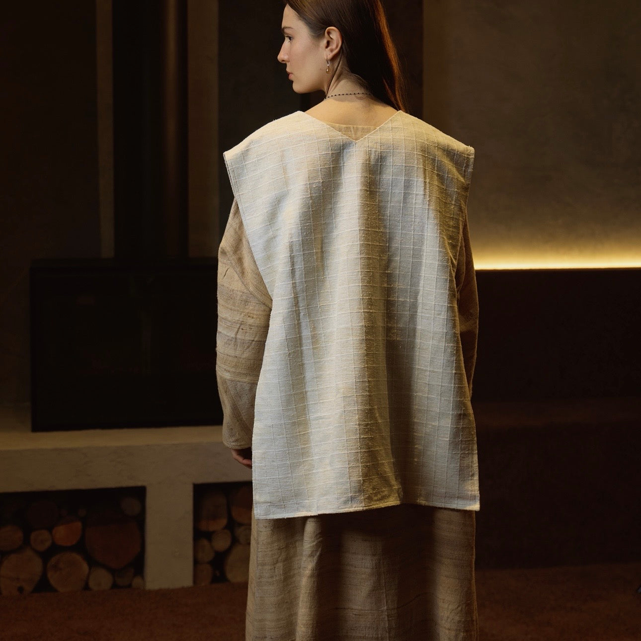 Sable silk vest.